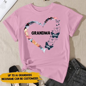 Personalized T-Shirt - Gift For Grandma - Leopard Checkered Floral Butterfly Patterns