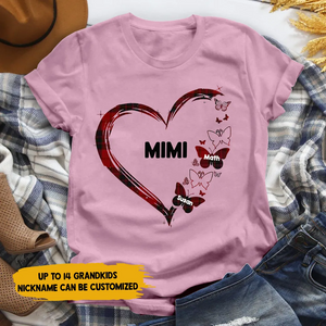 Personalized T-Shirt - Gift For Grandma - Leopard Checkered Floral Butterfly Patterns