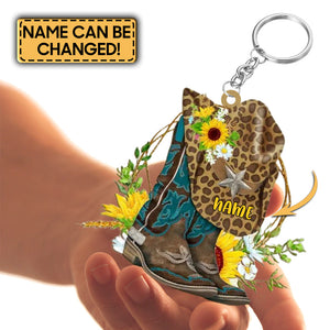 Personalized Boots And Hat Cowboy & Cowgirl Flat Acrylic Keychain