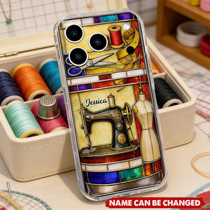 Passion For Sewing, Personalized Clear Phone Case, Gift For Crafters