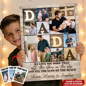 Custom Dada Photo Collage Canvas, Personalized Picture Gifts For Dad, Fathers Day Present for Dada