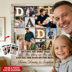 Custom Dada Photo Collage Canvas, Personalized Picture Gifts For Dad, Fathers Day Present for Dada