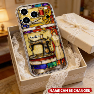 Passion For Sewing, Personalized Clear Phone Case, Gift For Crafters