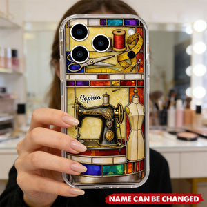 Passion For Sewing, Personalized Clear Phone Case, Gift For Crafters