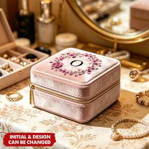 Custom Birth Flower & Name Birth Flower Faux Pattern - Personalized Jewelry Box