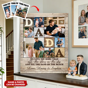 Custom Dada Photo Collage Canvas, Personalized Picture Gifts For Dad, Fathers Day Present for Dada