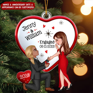 Christmas Keepsake Proposal Memory Engagement Couple Personalized Acrylic Ornament