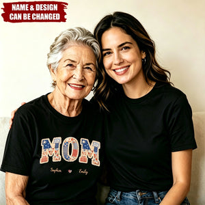 Custom Faux Embroidery Unisex T-shirt- Personalized Mother's Day Birthday Gifts For Mom, Grandma - Mama Love