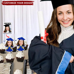 Custom Funny Face Graduation Decoration Cupcake Toppers