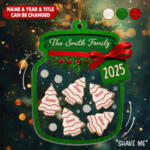 Custom 3 Layers Shaker Ornament - Personalized Christmas Birthday Gifts For Mom, Dad, Kids - A Jar Full Of Love And Family