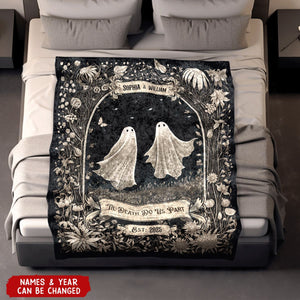 Ghost Couple Till Death Do Us Part Personalized Spooky Halloween Wedding Blanket