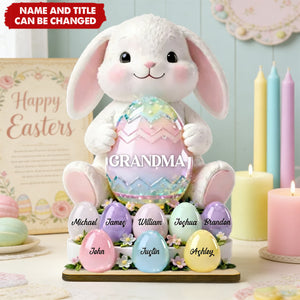 Bunny Grandma Easter - Personalized 2-Layered Wooden Plaque, Easter Decor for Grandma