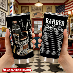 Barber Nutrition Facts - Personalized Hairdresser Tumbler, Gift For Barbers