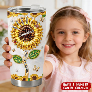 Custom Sunflower Tumbler - Personalized Mother's Day Birthday Gifts For Mom, Grandma