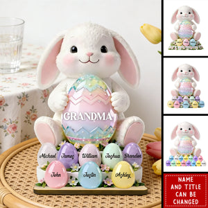 Bunny Grandma Easter - Personalized 2-Layered Wooden Plaque, Easter Decor for Grandma
