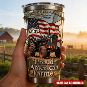 Proud American Farmer - Personalized Tumbler, Gift For Farmer