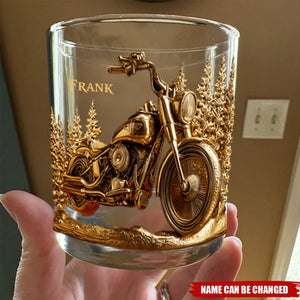 Never Underestimate An Old Man With His Motorcycle - Personalized Biker Whiskey Glass