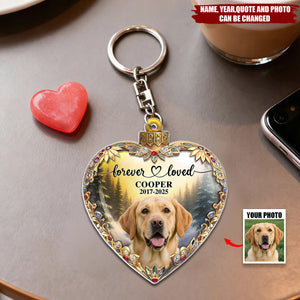 Custom Photo Forever Loved Memorial Dog Cat Family - Personalized Acrylic Keychain