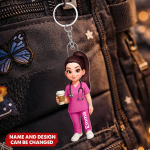 Proud Nurse Mom - Personalized Acrylic Keychain, Gift For Mom, Grandma