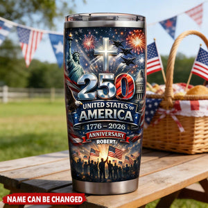 USA 250th Anniversary - Personalized Stainless Steel Tumbler, Gifts For Patriots