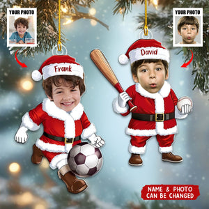 Custom Christmas Ornament - Personalized Photo Santa Claus Decoration