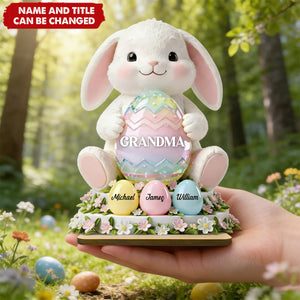 Bunny Grandma Easter - Personalized 2-Layered Wooden Plaque, Easter Decor for Grandma