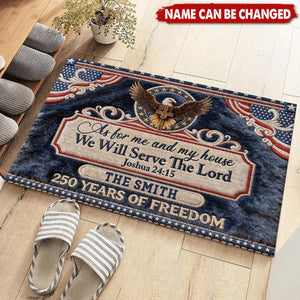 As For Me And My House We Will Serve The Lord - Personalized Doormat