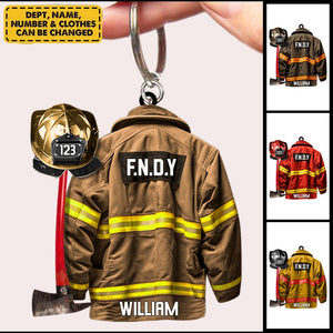 Personalized Acrylic Keychain With Firefighter Uniform Design – Ideal Firefighter Gift