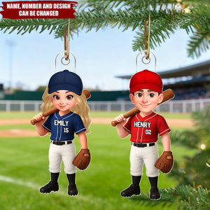 3D Effect Baseball Player - Personalized Christmas Acrylic Ornament
