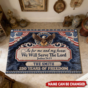 As For Me And My House We Will Serve The Lord - Personalized Doormat