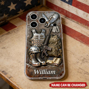 Honor And Bravery Soldier, Personalized Clear Phone Case, Gift For Him