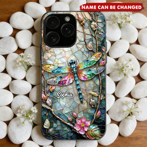 A Colorful Dragonfly Resting Among Flowers - Personalized Full Print Phone Case, Gift For Nature Lovers