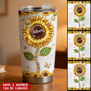 Custom Sunflower Tumbler - Personalized Mother's Day Birthday Gifts For Mom, Grandma