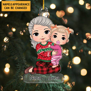 Christmas Grandma & Grandkid Personalized Acrylic Ornament