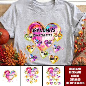Custom Grandma's Sweethearts T-shirt - Personalized Shirt For Grandma Mom