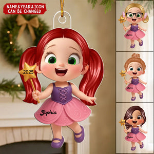 Cartoon Fairy Kid Christmas Personalized Acrylic Ornament, Beautiful Gift For Grandkids