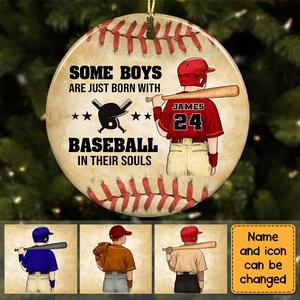 Love Baseball Personalized Circle Ornament