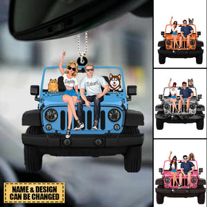 Personalized Off-Road Car Couple And Pet Ornament - Perfect Gift For Journey Lovers