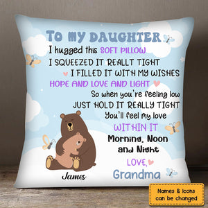 Bear Family - To My Grandson I Hugged This Soft Pillow - Personalized Pillow