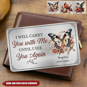 Until I See You Again - Memorial Personalized Custom Aluminum Wallet Card - Sympathy Gift For Family Members