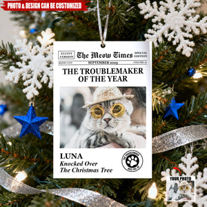 The Dog Times, The Meow Times - Troublemaker Of The Year - Personalized Acrylic Photo Ornament