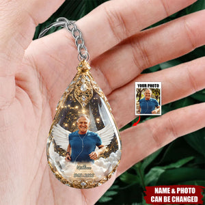 Custom Photo Acrylic Keychain - Personalized Christmas Memorial Sympathy Gifts For Loss Of Mom, Dad