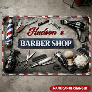 Barber Shop, Personalized Doormat, Gift For Barbers and Shop Owners