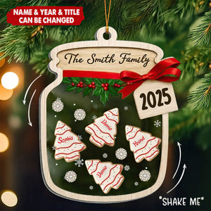 Custom 3 Layers Shaker Ornament - Personalized Christmas Birthday Gifts For Mom, Dad, Kids - A Jar Full Of Love And Family