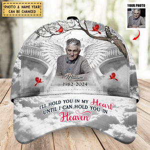 Memorial Upload Photo Wings Heaven, In Loving Memory A Big Piece Of My Heart Lives In Heaven Personalized Cap