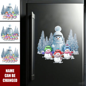 Christmas Blue Vibe Snowman Grandma Mom Colorful Kids - Personalized Christmas Decal