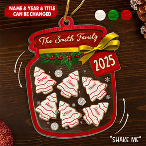 Custom 3 Layers Shaker Ornament - Personalized Christmas Birthday Gifts For Mom, Dad, Kids - A Jar Full Of Love And Family