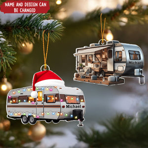 Travel Trailer Camping - Personalized Christmas Acrylic Ornament
