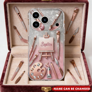 Artist At Heart Easel, Personalized Clear Phone Case, Gift For Painters