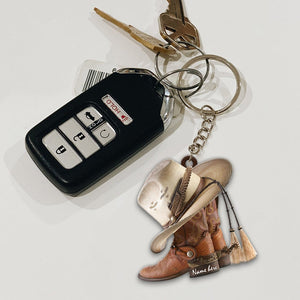 Personalized Boots And Hat Cowboy & Cowgirl Flat Acrylic Keychain